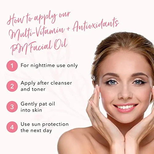 100% PURE Multi-Vitamin   Antioxidants PM Facial Oil, Anti-Aging Skin Care, Night Facial Oil, Anti-Wrinkle, Natural Face Moisturizer w/Retinol, Vitamin C, CoQ10-1 Fl Oz
