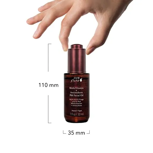 100% PURE Multi-Vitamin   Antioxidants PM Facial Oil, Anti-Aging Skin Care, Night Facial Oil, Anti-Wrinkle, Natural Face Moisturizer w/Retinol, Vitamin C, CoQ10-1 Fl Oz