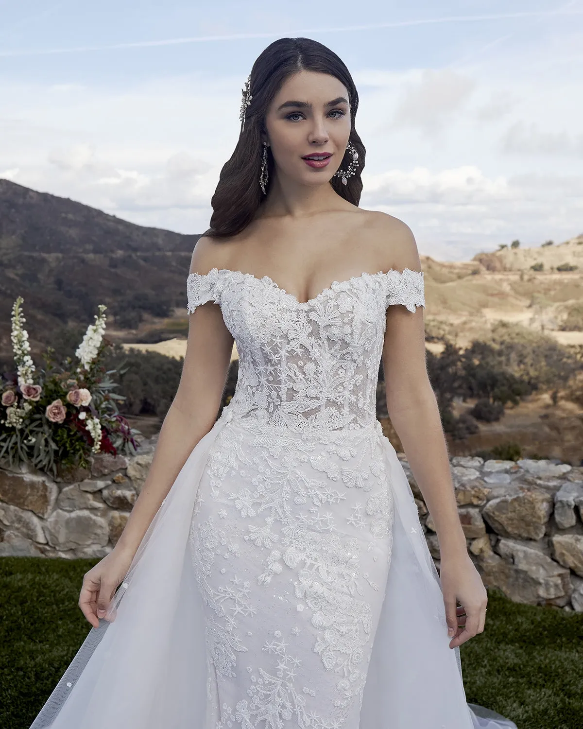Casablanca Bridal 2419 MCKENZIE Wedding Dress Overskirt Bridal Gown off the shoulder