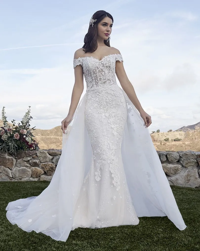 Casablanca Bridal 2419 MCKENZIE Wedding Dress Overskirt Bridal Gown off the shoulder