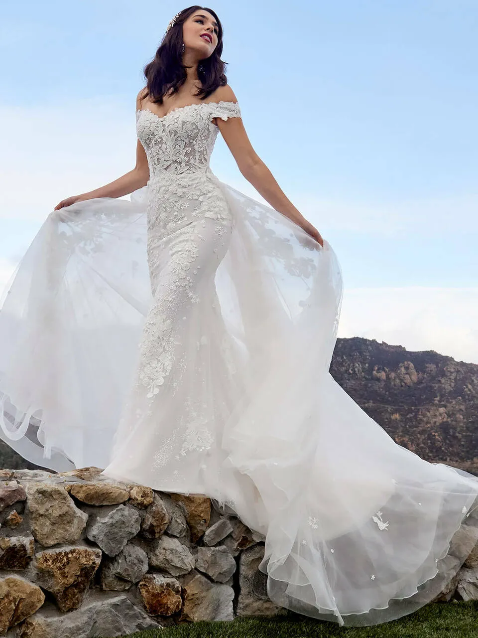 Casablanca Bridal 2419 MCKENZIE Wedding Dress Overskirt Bridal Gown off the shoulder