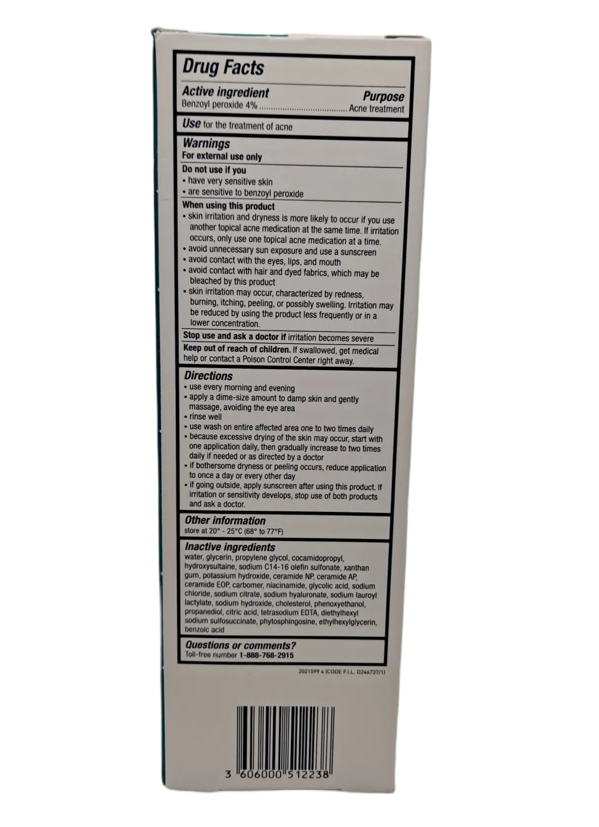 CERAVE ACNE FOAMING CREAM CLEANSER/ 5FLOZ /BENZOYL PEROXIDE ACNE TREATMENTFoaming 4% benzoyl peroxide acne face wash.