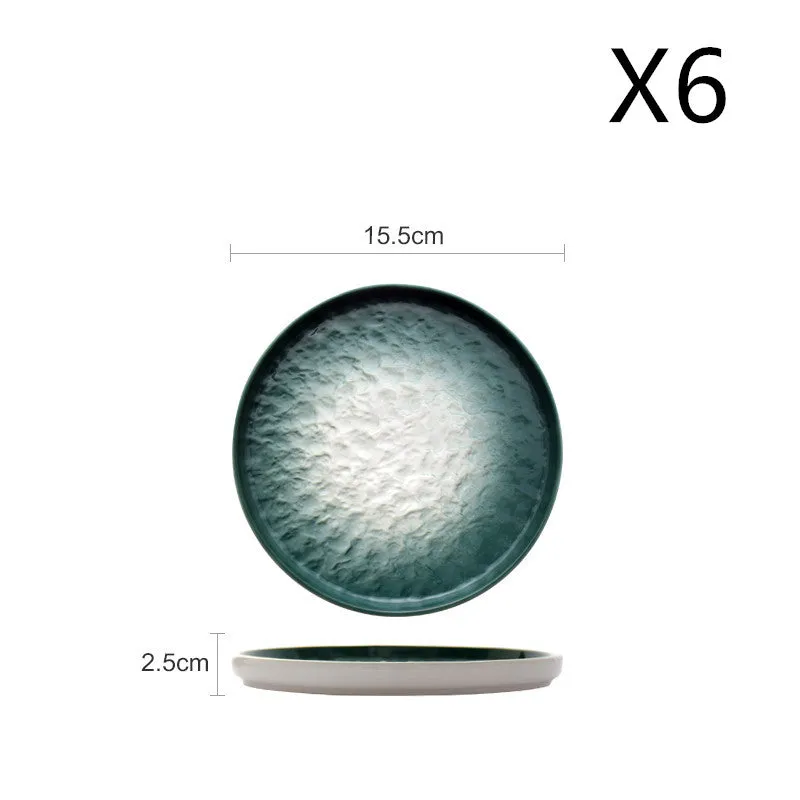 Gradient Emerald Steak Plate Stone Pattern Pasta Plate Western Plate Round Plate Restaurant Home