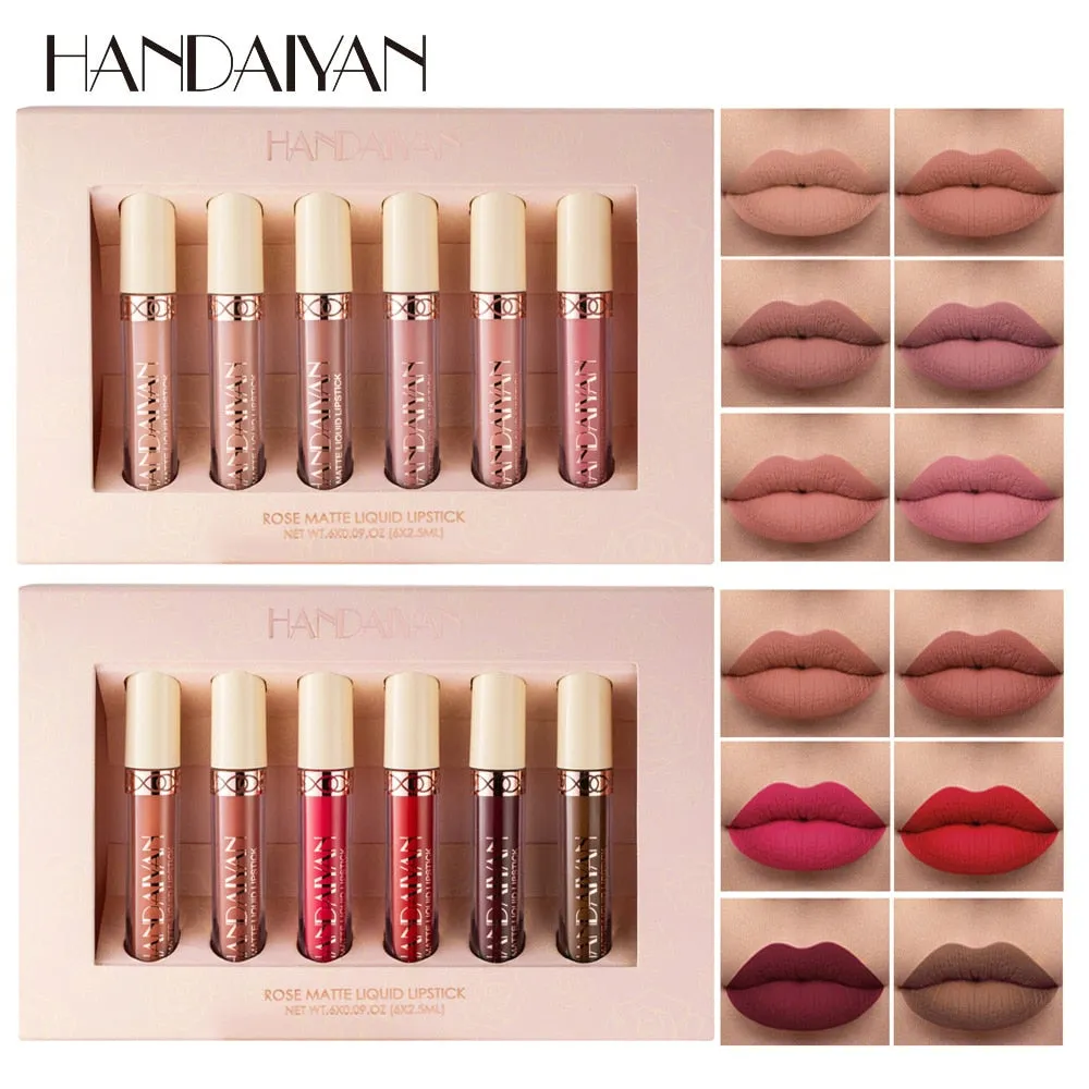 HANDAIYAN Nude Velvet Lip Gloss Makeup Set