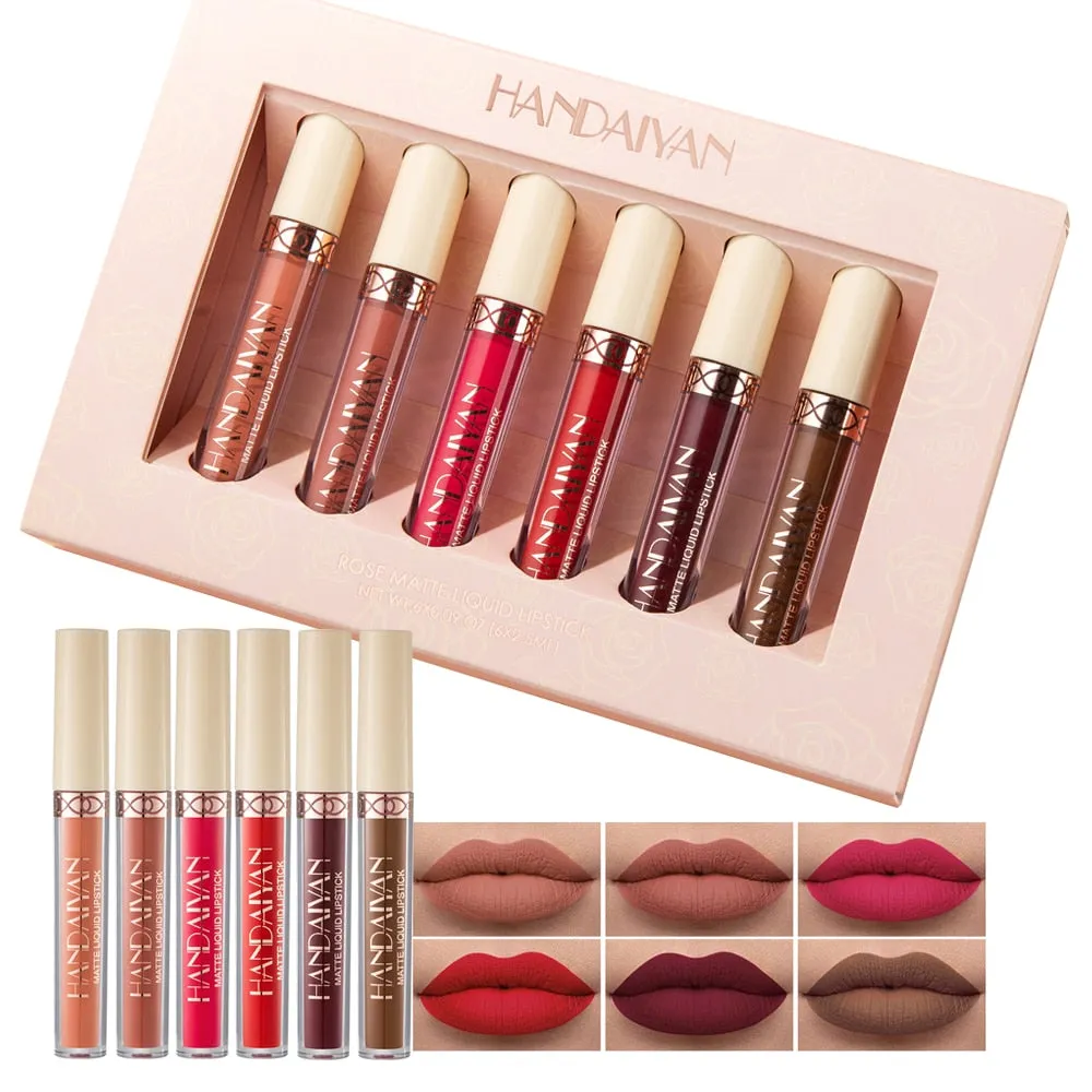 HANDAIYAN Nude Velvet Lip Gloss Makeup Set