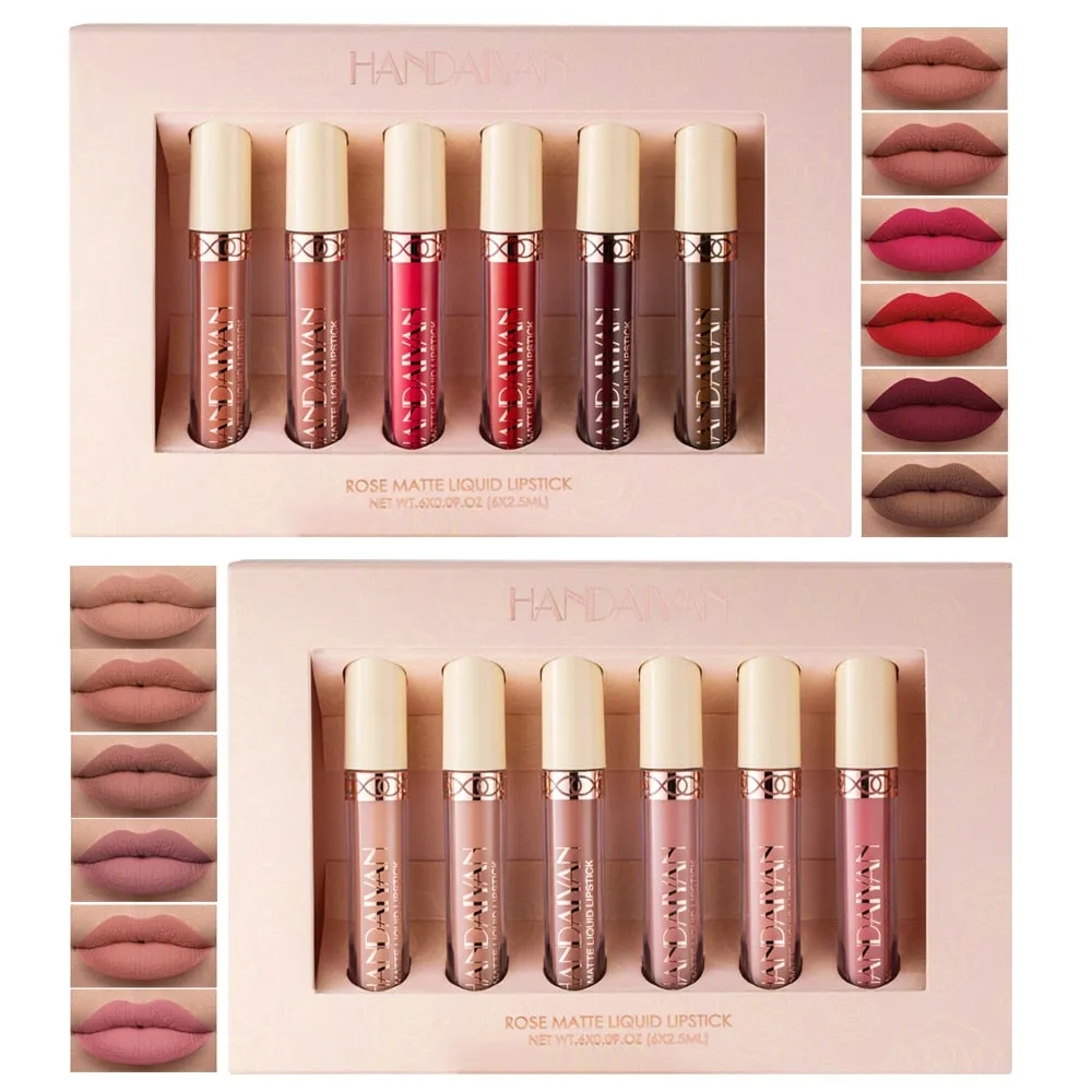 HANDAIYAN Nude Velvet Lip Gloss Makeup Set
