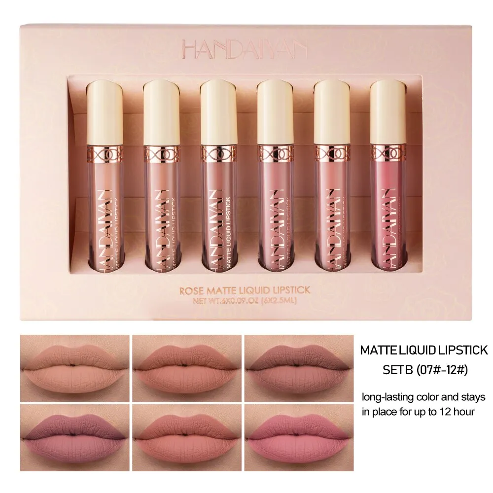 HANDAIYAN Nude Velvet Lip Gloss Makeup Set