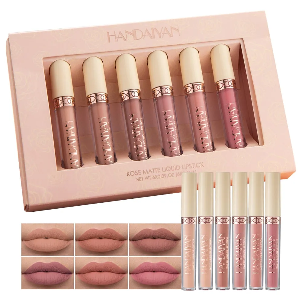 HANDAIYAN Nude Velvet Lip Gloss Makeup Set