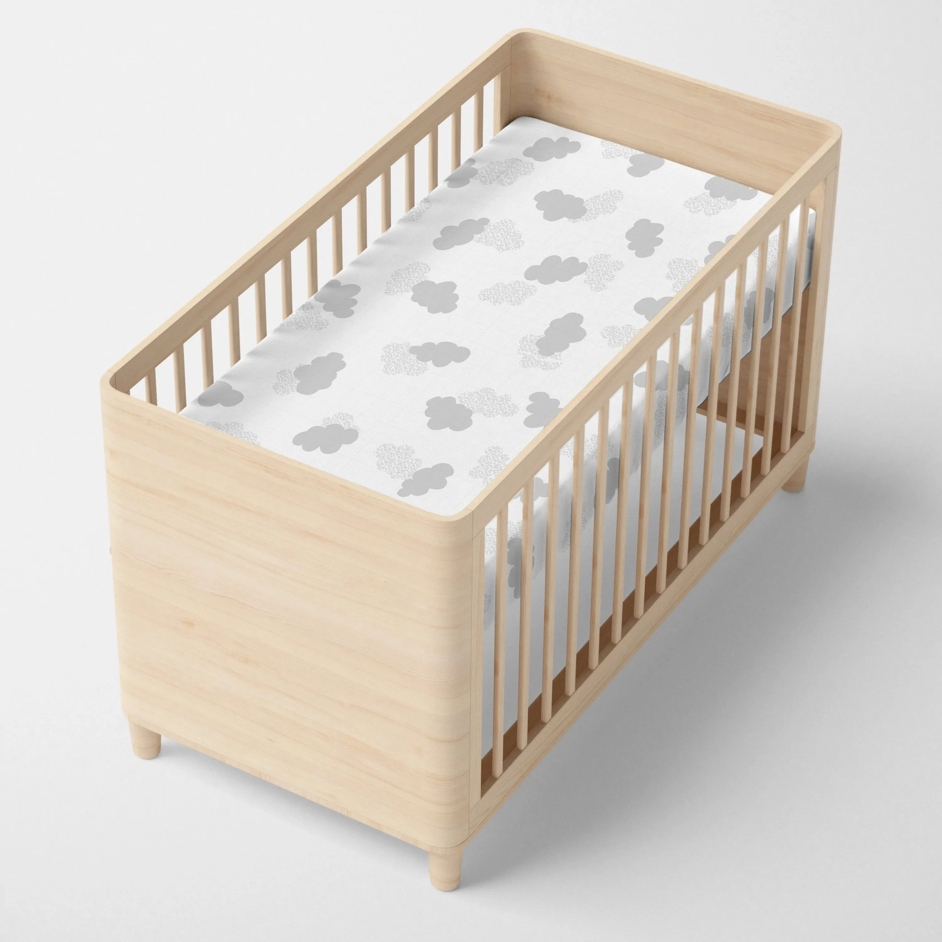 Happy Friday Clouds Fitted Sheet Cot Grey 60/120cm