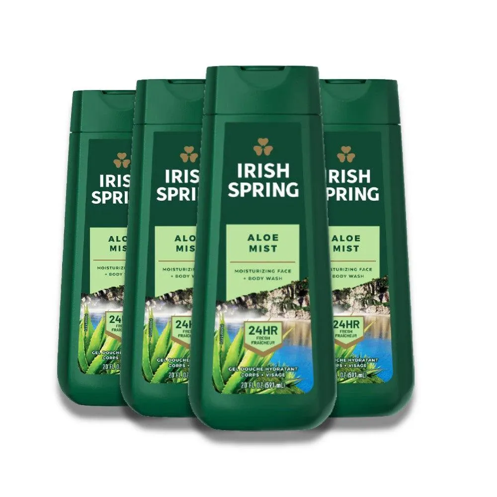 Irish Spring - Aloe Mist Body Wash for Men 20 oz  - 4 pack