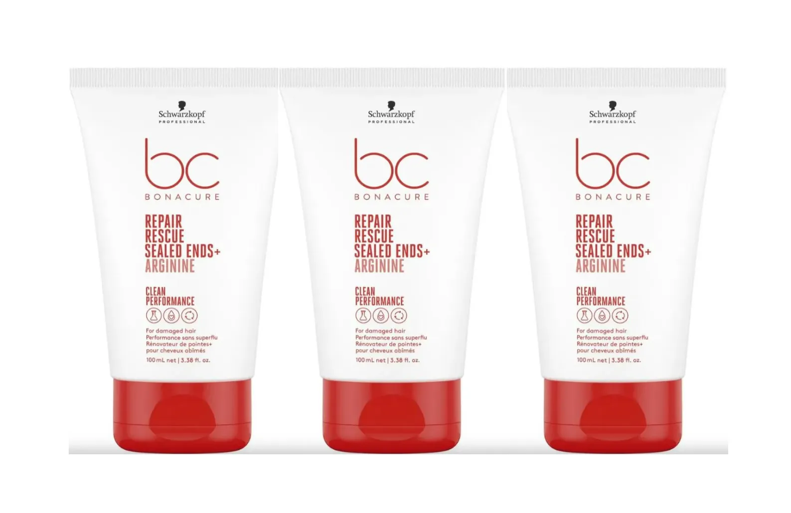 Schwarzkopf Professional Bc Bonacure Clean Performance Repair Rescue Sealed Ends 100ml Trio