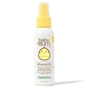 Sun Bum Baby Bum Spf 50 Mineral Sunscreen Spray - Fragrance Free 3 Oz