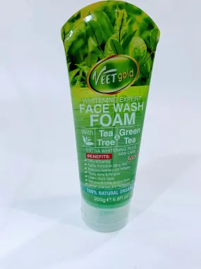 Veetgold Whitening Foam Face Wash with Green tea and tea tree